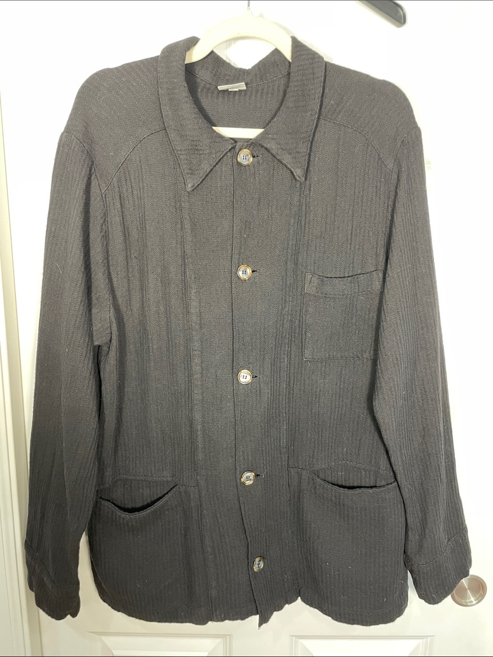 CP Shades Men’s Button Up Shirt Medium Jacket Cotton Crinkle Collar Pockets